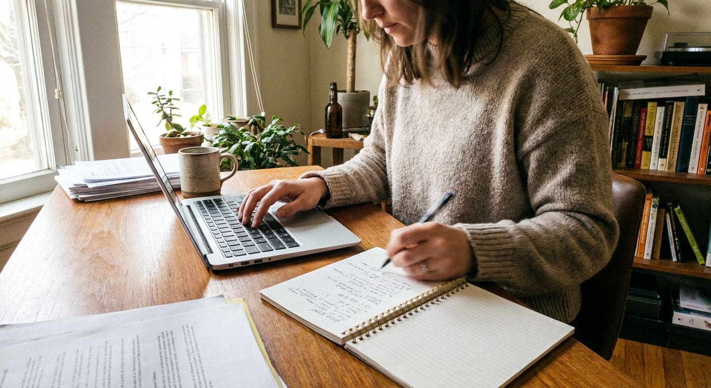 Entrepreneur choisissant un nom de domaine professionnel sur son ordinateur portable