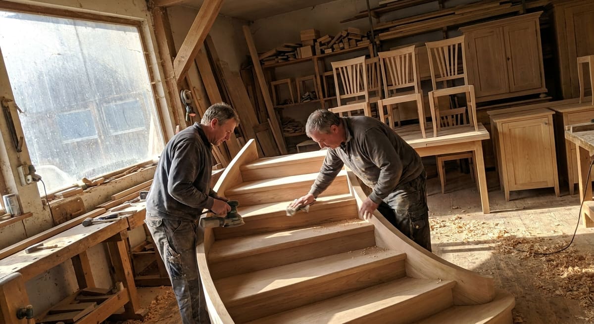 Atelier de menuiserie familiale présenté sur un site vitrine artisan haut de gamme