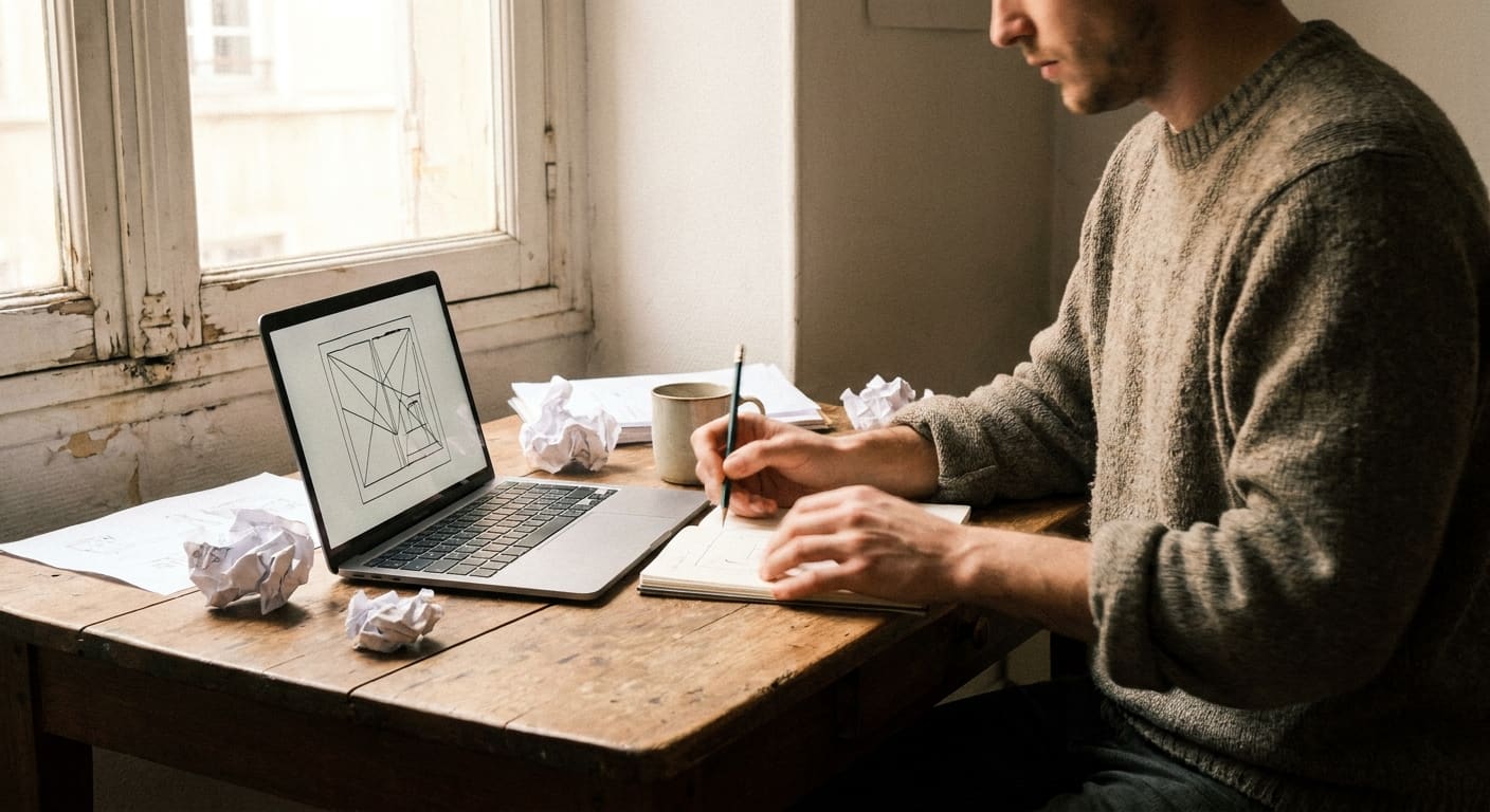 Écran affichant la structure des pages d'un site vitrine entreprise en cours de conception