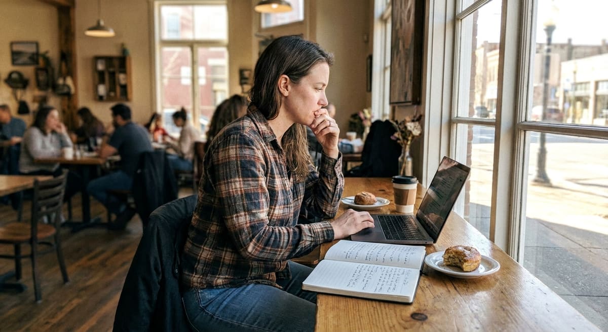 Entrepreneur comparant les coûts d'un site vitrine entreprise sur son ordinateur portable