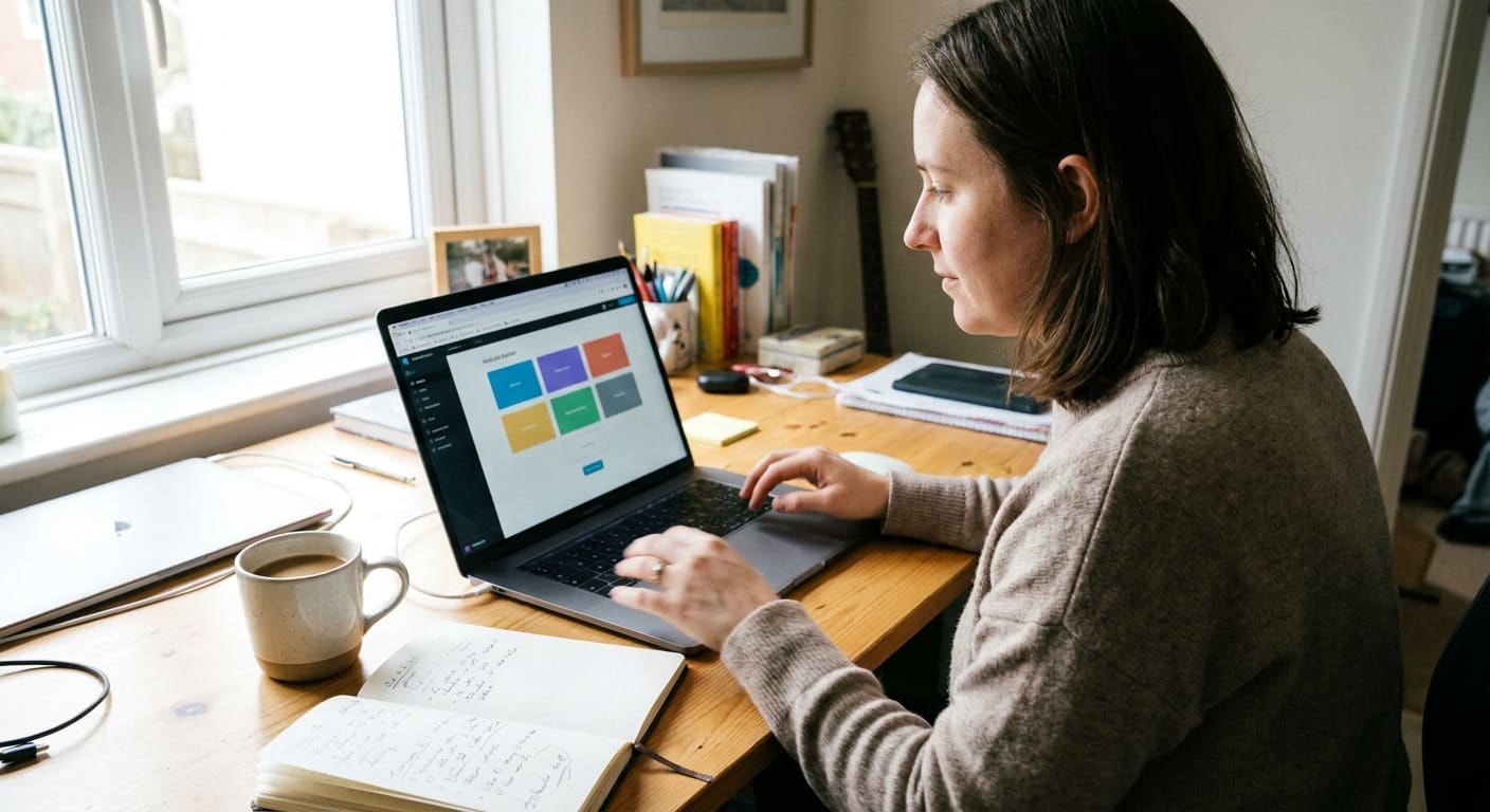 Personne créant un site gratuit avec Google Sites sur un ordinateur portable