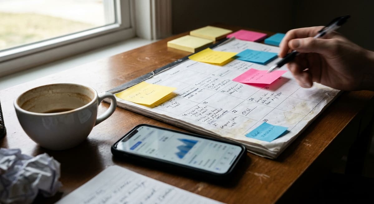 Tableau de planification des réseaux sociaux entreprise avec notes et calendrier